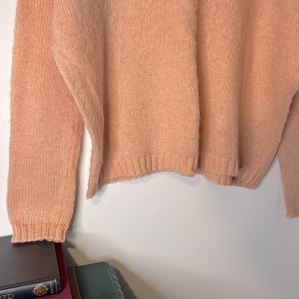 Wooden Ships Mohair Blend Peach Slouchy Loose Knit Boat Neck Sweater‎ Sz S/M - Picture 5 of 9